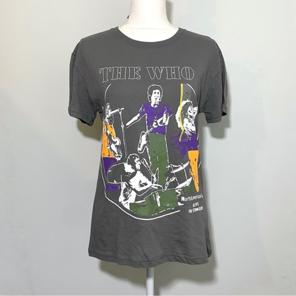 NWT THE WHO Dark Gray Short Sleeve Tee T-Shirt Top Yearhour M XL New Concert